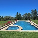 Heated swimming pool with vineyard views in the Sierra Foothills