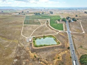Aerial View Of Irrigation Pond and vineyard Petaluma Gap AVA